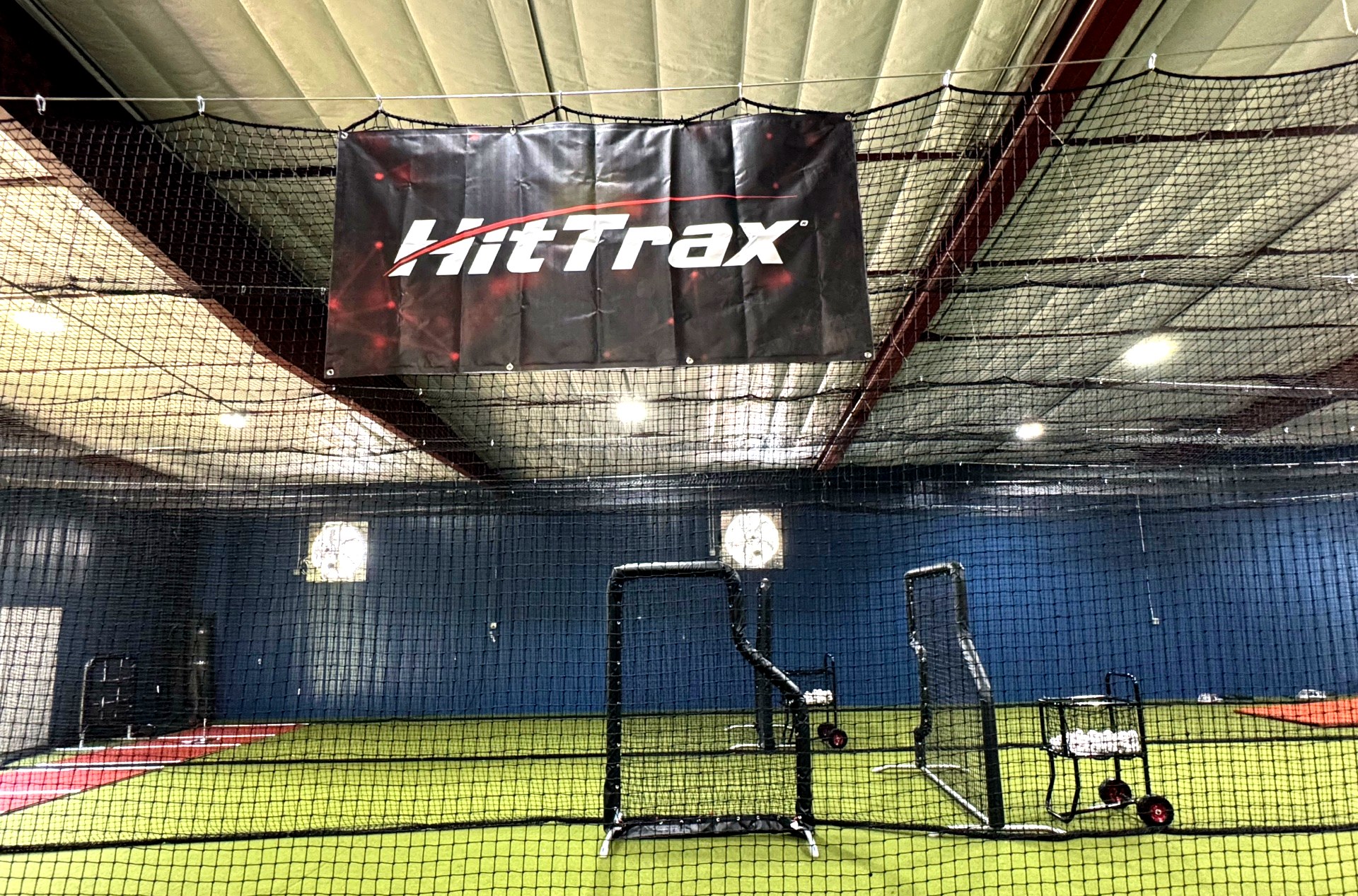 HitTrax banner over Strike Zone Chattanooga batting cages