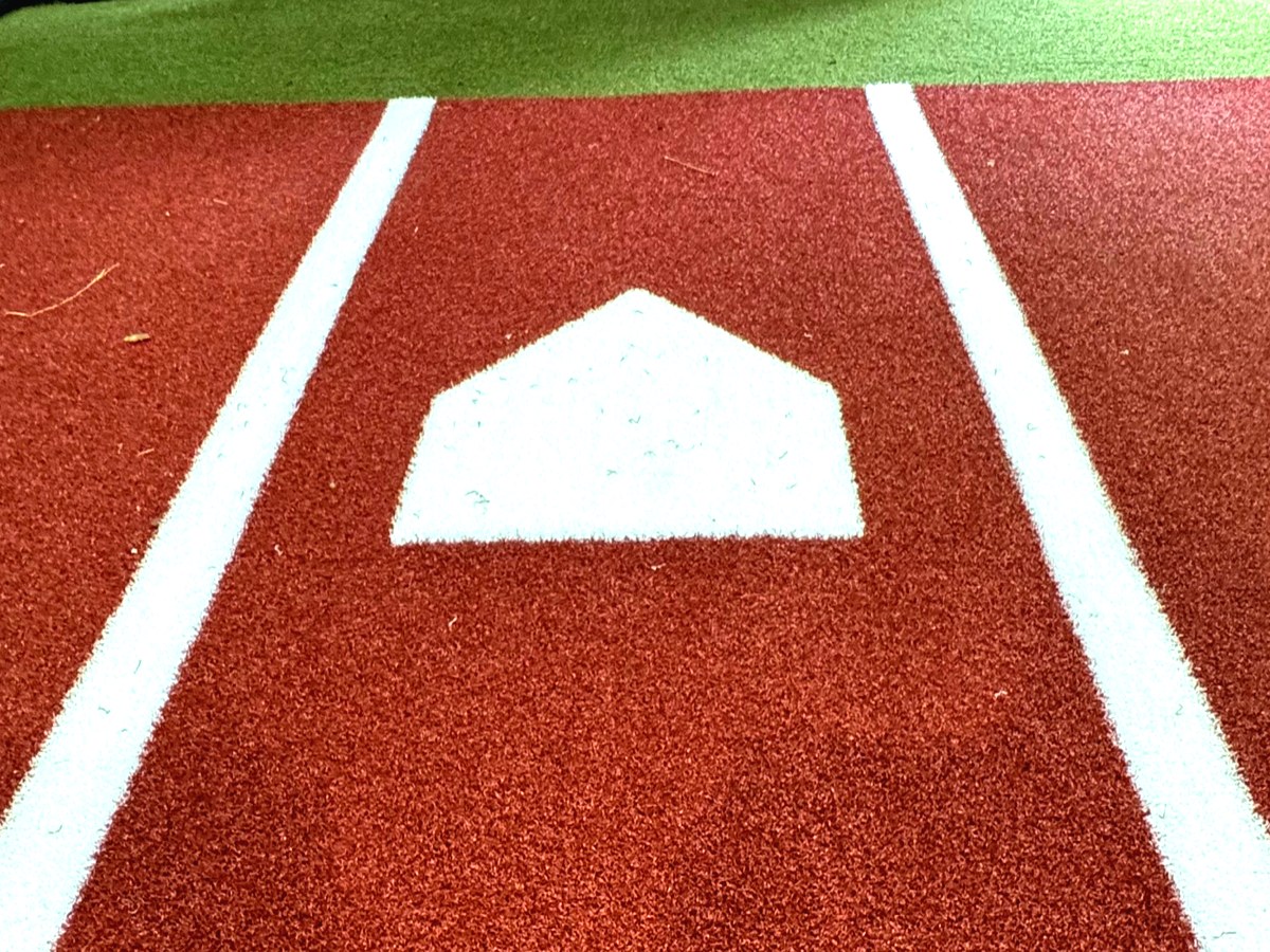 Strike Zone home plate and batting mat close-up